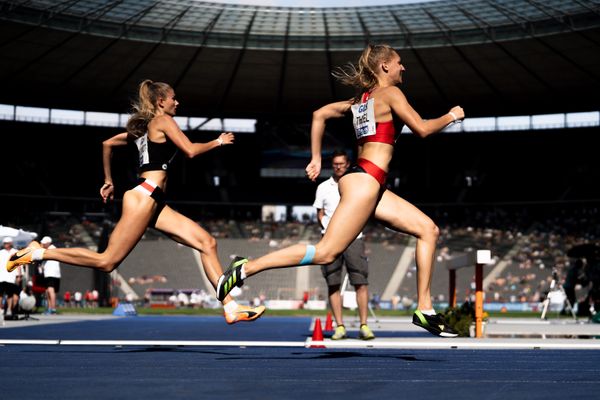 Luna Thiel (VfL Eintracht Hannover) im 400m Finale waehrend der deutschen Leichtathletik-Meisterschaften im Olympiastadion am 26.06.2022 in Berlin